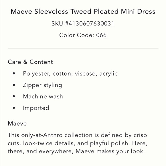 ✨ Anthropologie Sleeveless Tweed Pleated Mini Dress Sz L - Picture 8 of 8